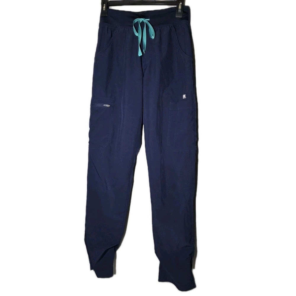 Figs Size XSmall High Waisted Yola FREEx Lined Skinny Scrub Pants‎  Navy